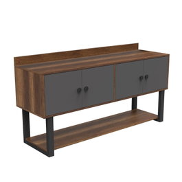 Hanah Home Consola Mn04-Ba, 180x93.2x85 cm, Tablero de Partículas Melaminado, Nogal y Antracita
